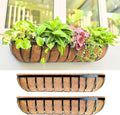 LaLaGreen Deck Railing Planter Box - 2 Pack, 36 Inch Large Wall Planters for Outdoor Plants, Window Flower Boxes Attach House with Coco Liners Metal Horse Troughs Fence Balcony Patio Porch Over Rail