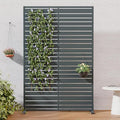 Casaphoria Metal Privacy Screen Outdoor, 72" H x 47" W Freestanding Decorative Privacy Screen for Patio Deck Balcony Garden with Stable Base, Grey-Benjamin