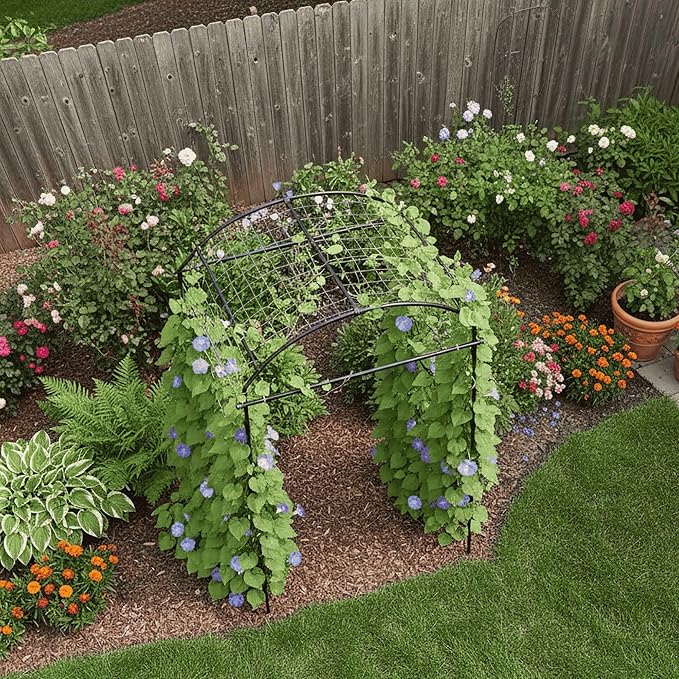 79" Garden Trellis Arch for Climbing Plants – Tall Outdoor Metal Trellis for Vegetables, Peas, Tomatoes,﻿ Cucumber Trellis Arch & Vertical Garden Climber Plant Support for Vine Plants