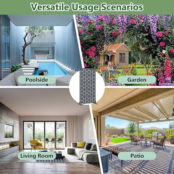 Casaphoria Metal Privacy Screen Outdoor, 60" H x 30" W Freestanding Decorative Privacy Screen for Patio Deck Balcony Garden with Stable Base, Darkgray-Square