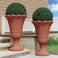 23" Tall Planters for Outdoor Plants Set of 2, Planter with Drainage Holes and Petal Design, Large Outdoor Planters for Porch, Garden, Indoor, Red