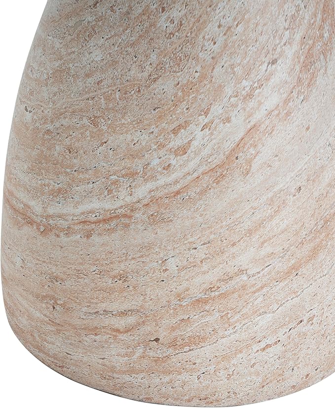 Christopher Knight Home Jayme 22.5" Indoor Outdoor Round Top Accent Side Table, Patio Decorative End Table, Lightweight Concrete Garden Stool for Patio Living Room Balcony & Garden Decor, Travertine