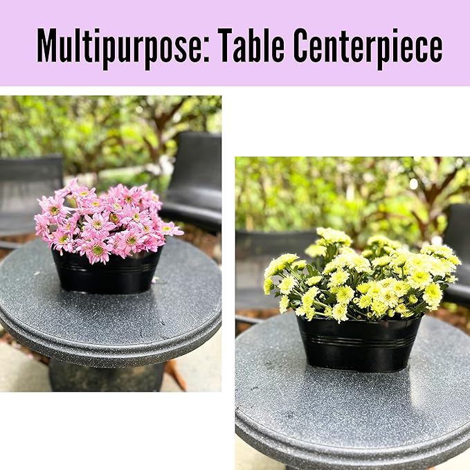 LaLaGreen Rail Planter Outdoor Plants(11.8 Inch, 8 Pack) Black Metal Iron Hanging Flower Pots Deck Railings Fence Buckets Modern Countryside Boho Style Wall Mount Window Box Plant Holder Porch Decor