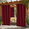 NICETOWN Canvas Outdoor Curtains for Paito 2 Panels, Red, W52 x L84 per Panel - Waterproof & Windproof Sun Shades with Grommet & Back Tab & Rod Pocket, Free Rope Included for Bottom Fixing