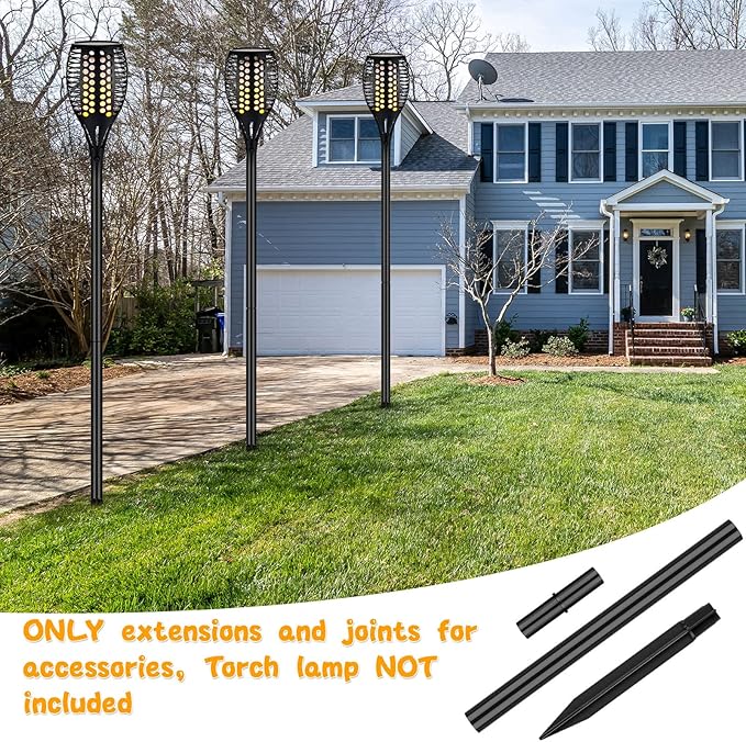 Chunful 8 Kit Solar Light Stakes Replacement Lame Lamp Extension Pole Ground Stake and Joint Connector Kit for Outdoor Garden Backyard(12.2 Inch)