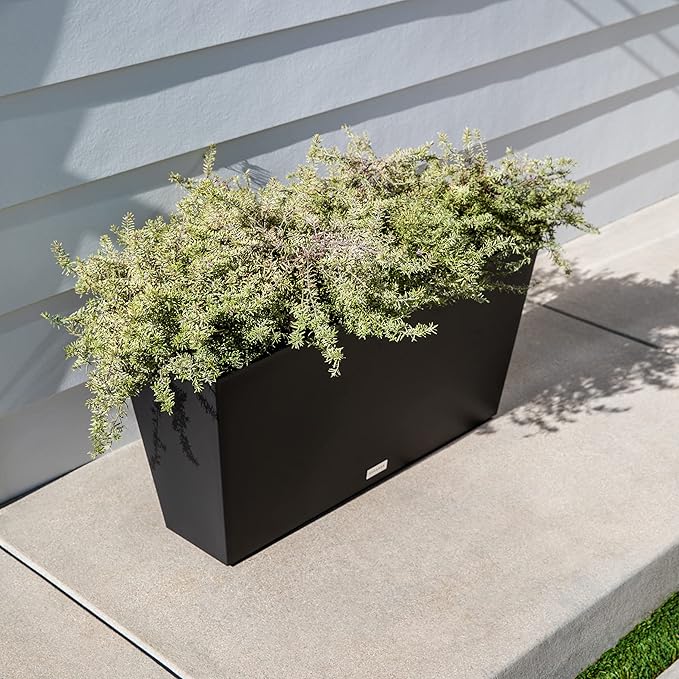 Veradek Pure Series Midori Trough Planter - Large Rectangular Planter for Indoor or Outdoor Deck/Porch | Durable All-Weather Use with Drainage Holes | Modern Decor for Shrubs, Flowers, Small Plants