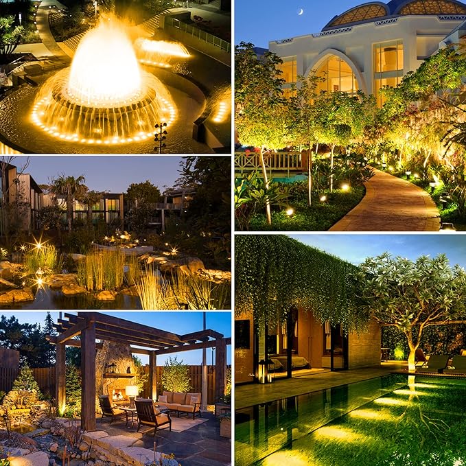 3000K Warm White Pond Lights, LED Underwater Submersible Landscape Spotlights, Switch Control IP68 Waterproof Fountain Light Lighting for Fish Aquarium Tank Garden Yard Pool (Set of 3)