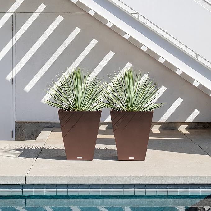 Veradek Pure Series Nobleton Plastic Planter - Large Pots for Indoor or Outdoor Porch/Patio | Durable All-Weather Use with Drainage Holes | Modern Planter Décor for Flowers, Shrubs, Trees