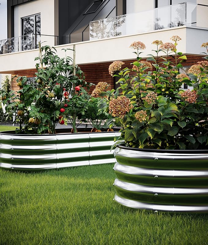 Galvanized Metal Raised Garden Bed Kit, 4x2x1ft Outdoor Planter Box, Garden Grow Bed for Vegetables, Flowers, Patio Gardening