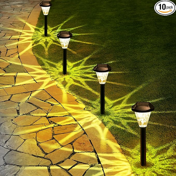 GIGALUMI 10 Pack Solar Lights Outdoor Waterproof, Outdoor Solar Lights for Yard, Solar Garden Lights, Yard Decorations Outdoor for Pathway, Patio, Garden, Driveway, Lawn, and Landscape(Warm White)