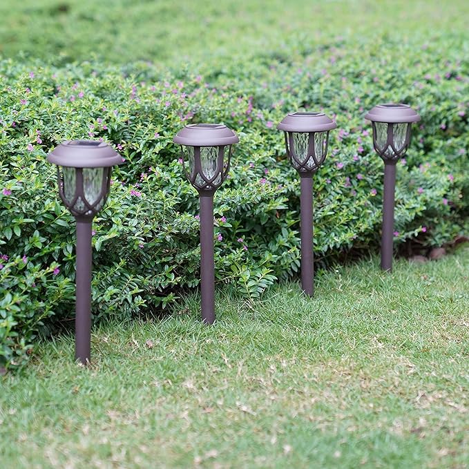 EXCMARK 10 Pack Solar Lights Outdoor Decorative Garden Yard Lights for Pathway Walkway Sidewalk Driveway. (Brown, Warm White)
