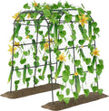 Miory Garden Arch Trellis for Climbing Plants Outdoor, Metal Plants Support Trellis for Climbing Vine Tomato Vegetable Flower Fruit, Cucumber Trellis for Raised Bed (71 x 83 Inch)