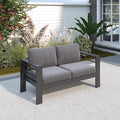 Solaste Outdoor Loveseat Aluminum Patio Furniture Sofa, All-Weather Metal Outdoor Couch with Cushions,Dark Grey