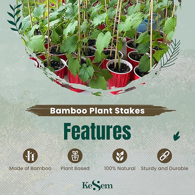 100pcs 18" Bamboo Plant Stakes 18 inch Long Skewers Sticks Wood Plant Supports Floral Wooden Sticks Indoor Gardening Supports Garden Stick, Sign Posting or Craft