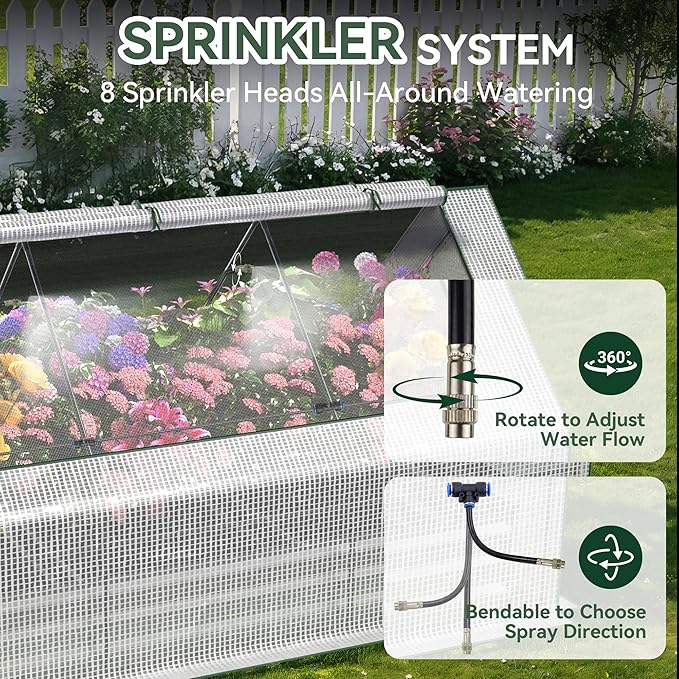 Raised Garden Bed with Self-Watering System, 8x4x1 ft Elevated Planter Boxes Outdoor with PE Cover, Galvanized Raised Beds for Gardening,Vegetables,Flowers, Backyard, Patio