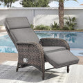 Zero Gravity Wicker Patio Recliner Chair - Wicker Outdoor Lounge Chair with Adjustable Backrest & Footrest, All Weather Outdoor Reclining Chairs with Thick Cushion for Pool Deck Gray