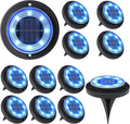 Flacchi Solar Lights Outdoor - Solar Powered Ground Lights Outdoor Solar Disk Light Waterproof Landscape Light for Patio Yard Pathway Walkway Driveway (Blue, 12 Pack)