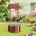 VINGLI Wooden Wishing Well Outdoor Planters, Well Covers for Yard with 4 Reinforced Rods, Height Adjustable Hanging Bucket, Rustic Flower Pot Home Decor for Outside Patio Garden