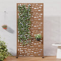 Casaphoria Metal Privacy Screen Outdoor, 72" H x 35" W Freestanding Decorative Privacy Screen for Patio Deck Balcony Garden with Stable Base, Brown-Geral