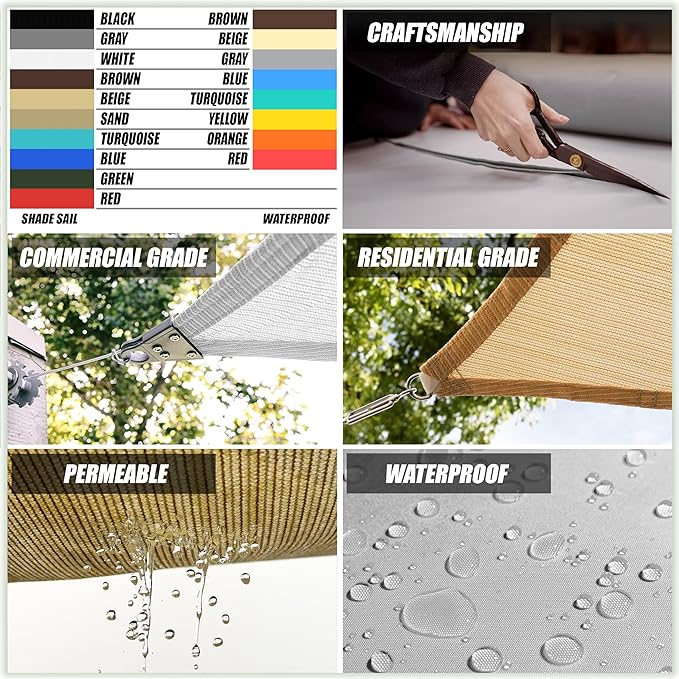 Amgo Custom Size 10' x 11' x 14.9' Grey Right Triangle Sun Shade Sail Order to Make Canopy Awning UPF50+ AGSLT, 95% UV Blockage, Water & Air Permeable, 200GSM Commercial Standard (We Customize)