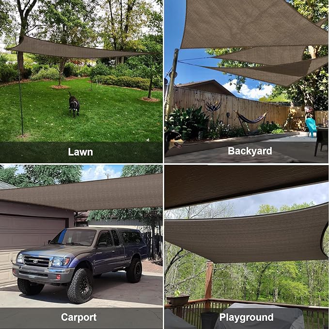 SUNLAX Sun Shade Sail 10' x 13' Brown Rectangle Canopy Sail Shade Cover UV Block Permeable Sunshade Outdoor for Patio Backyard (We Make Custom Size)