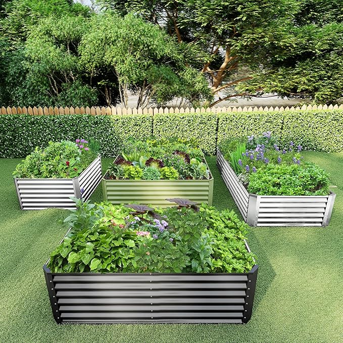 6x3x2FT Galvanized Raised Garden Bed,Galvanized Planter Boxes Outdoor, Large Metal Raised Garden Beds for Vegetables-Silver