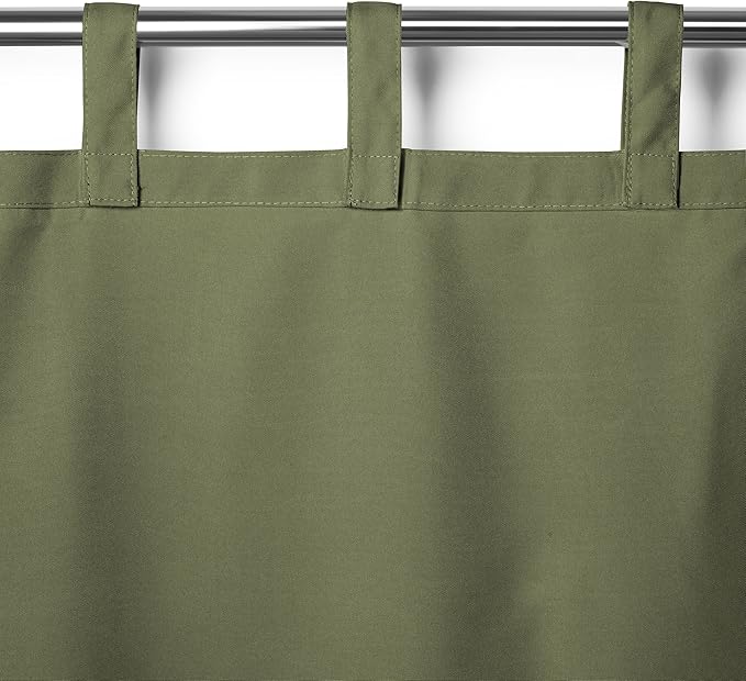 Elrene Home Fashions Matine Weatherproof Tab-Top Indoor/Outdoor Solid Color Curtain Panel for Porch, Pergola, Patio, Deck, 52”W x 95”L, Green (Pack of 3)
