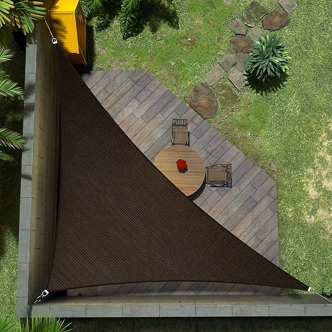 Amgo 18' x 18' x 25.5' Brown Right Triangle Sun Shade Sail UPF50+ Canopy Awning AGSLT, 95% UV Blockage, Water & Air Permeable, 200GSM Heavy Duty Commercial and Residential (We Make Custom Sizes)