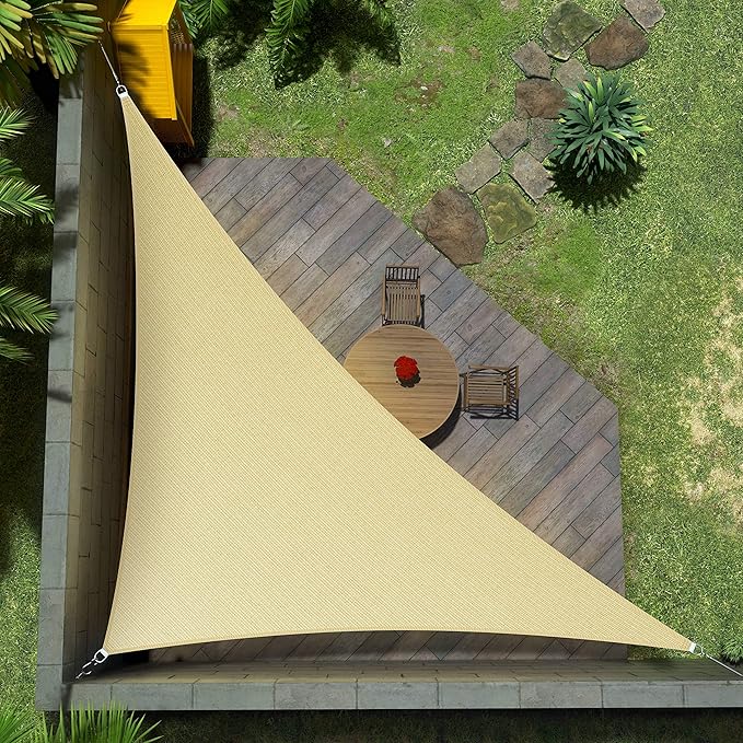 Amgo Custom Size 10' x 13' x 16.4' Beige Right Triangle Sun Shade Sail UPF50+ AGTAPRT12, Order to Make Canopy Awning, 95% UV Blockage, Water & Air Permeable, Commercial Standard (We Customize)