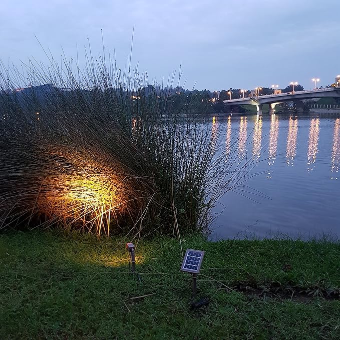 HEX 30X Twin Solar Spotlight Warm White LED Waterproof Dimmable Dusk to Dawn for Outdoor Garden Yard Landscape Pathway Downlight Uplight