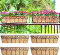 LaLaGreen Wall Mounted Planters - 24 Inch, 4 Pack Window Flower Boxes Basket Outdoor, Balcony Planter Over The Rail, Deck Railing Hanging with Coco Liners, Metal Horse Troughs Fence Patio Porch