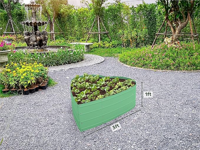 Plant & Plot Galvanized Raised Garden Beds Outdoor // Planter Raised Beds for Gardening, Vegetables, Flowers // Large Metal Garden Box (Light Green) // Tool-Free Assembly