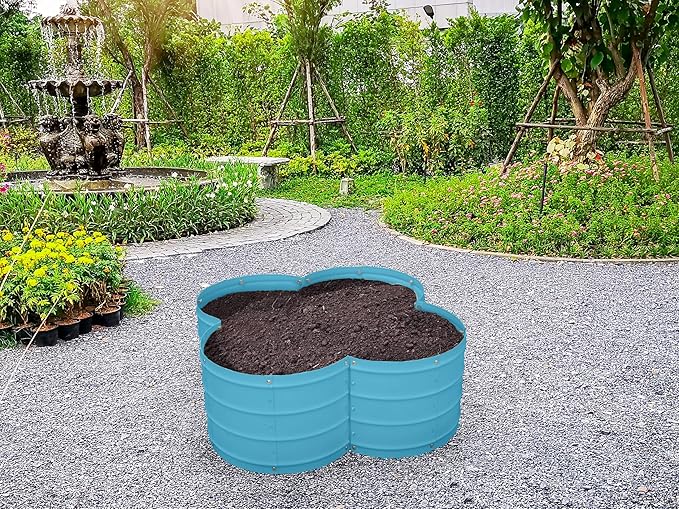 Plant & Plot Galvanized Raised Garden Beds Outdoor // 3×3×1 ft Planter Raised Beds for Gardening, Vegetables, Flowers // Large Metal Garden Box (Teal) // Patented Tool-Free Design
