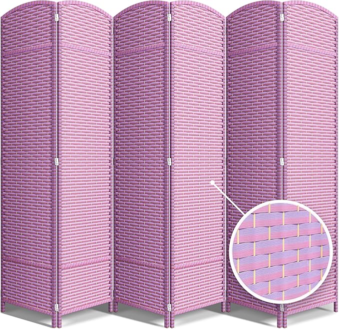 Sorbus 6-Panel Black Room Divider with Double Hinged Panels, 6 ft Tall Folding Privacy Screen