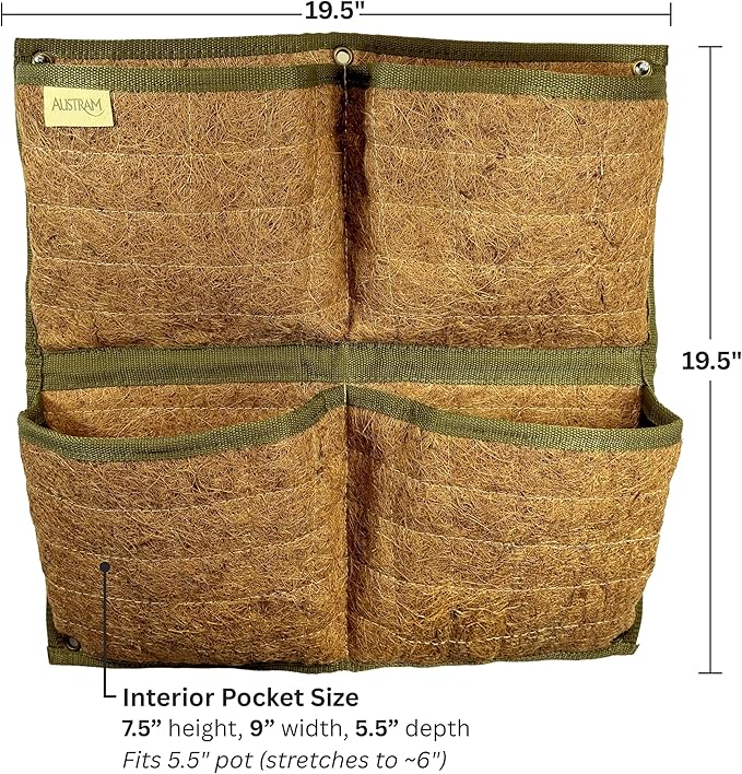 Vertical Garden Planter, 4 Pocket, Vertical Planter, wall planters for Outdoor Plants, Plant wall, Hanging planters for Indoor Plants, for Herbs, Patio Decor, Balcony Decor, Indoor Garden