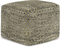 SIMPLIHOME Janelle Square Pouf - 18 inch Wide Upholstered PET Polyester Outdoor/Indoor Ottoman in Multi Color, Boho Footstool or Extra Seating for Living Room, Bedroom, or Patio, Assembled