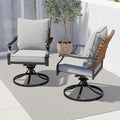 Grand patio 2-Piece Outdoor Dining Chair Set, 2 Leather-Look Wicker 360-Degree Swivel Patio Chair
