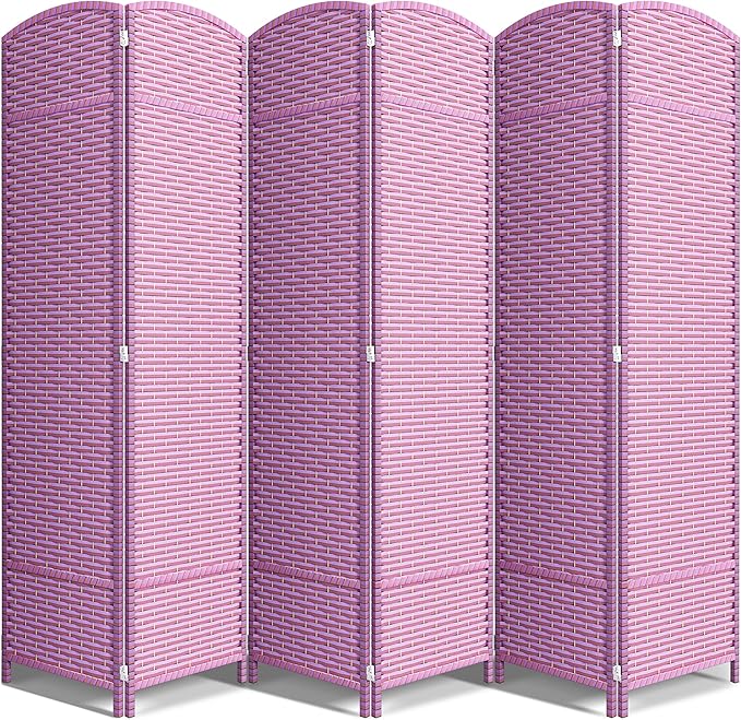 Sorbus 6-Panel Black Room Divider with Double Hinged Panels, 6 ft Tall Folding Privacy Screen
