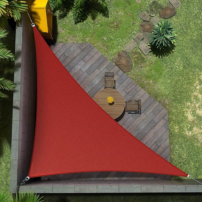 Amgo Custom Size 16' x 20' x 25.6' Red Right Triangle Sun Shade Sail Order to Make Canopy Awning UPF50+ AGSLT, 95% UV Blockage, Water & Air Permeable, 200GSM Commercial Standard (We Customize)