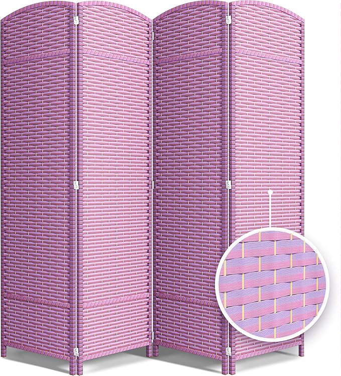 Sorbus 4-Panel Black Room Divider with Double Hinged Panels, 6 ft Tall Folding Privacy Screen
