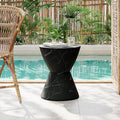 Christopher Knight Home Outdoor Side Table,Hourglass Shape Side Table,Patio Garden Stool Coffee End Table,Decorative Garden Stool for Patio,or Balcony,Lightweight Concrete Material,Black Marble