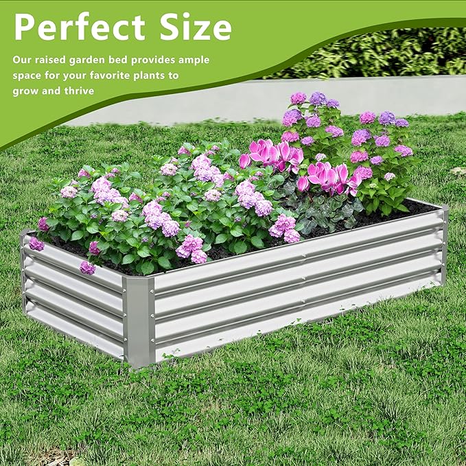 2PCS 4x2x1FT Galvanized Raised Garden Bed, Galvanized Planter Raised Garden Boxes Outdoor, Large Metal Raised Garden Beds for Vegetables-Silver