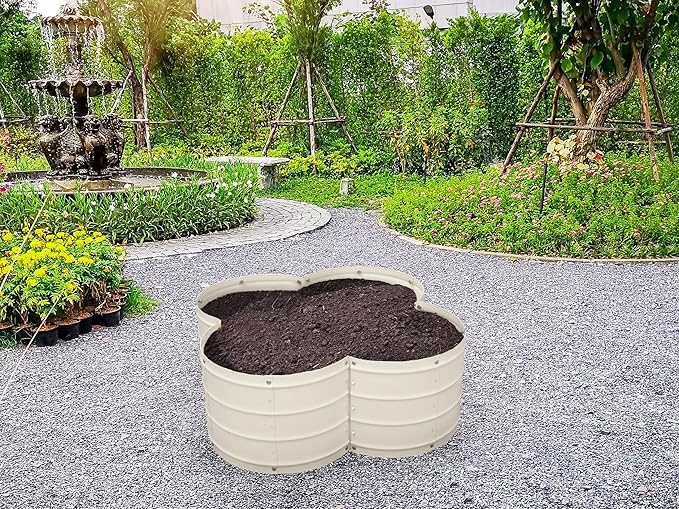 Plant & Plot Galvanized Raised Garden Beds Outdoor // 3×3×1 ft Planter Raised Beds for Gardening, Vegetables, Flowers // Large Metal Garden Box (White) // Patented Tool-Free Design