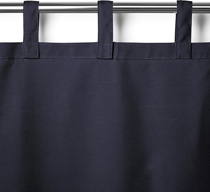 Elrene Home Fashions Matine Weatherproof Tab-Top Indoor/Outdoor Solid Color Curtain Panel for Porch, Pergola, Patio, Deck, 52”W x 84”L, Blue (Pack of 2)
