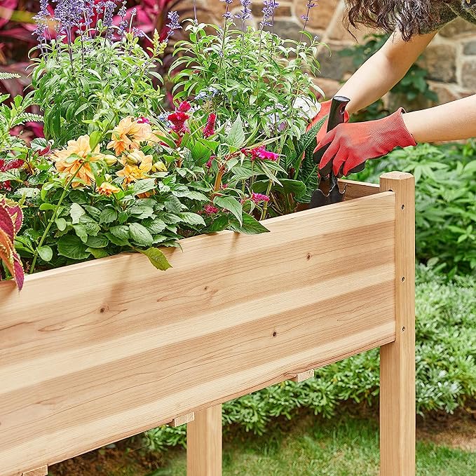 Yaheetech 2pcs Raised Garden Bed 48x24x30in Elevated Wooden Horticulture Planter Box with Legs Standing Growing Bed for Gardening/Backyard/Patio/Balcony, Wood