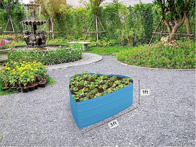 Plant & Plot Galvanized Raised Garden Beds Outdoor // Planter Raised Beds for Gardening, Vegetables, Flowers // Large Metal Garden Box (Teal) // Tool-Free Assembly