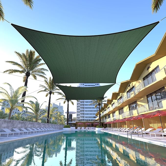 ColourTree TAPR1616 Custom Size 6' x 11' Green Sun Shade Sail Canopy UV Block UPF50 Rectangle - Commercial Standard Heavy Duty - 190 GSM - 3 Years Warranty