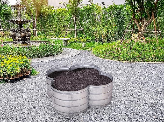 Plant & Plot Galvanized Raised Garden Beds Outdoor // 3×3×1 ft Planter Raised Beds for Gardening, Vegetables, Flowers // Large Metal Garden Box (Silver) // Patented Tool-Free Design
