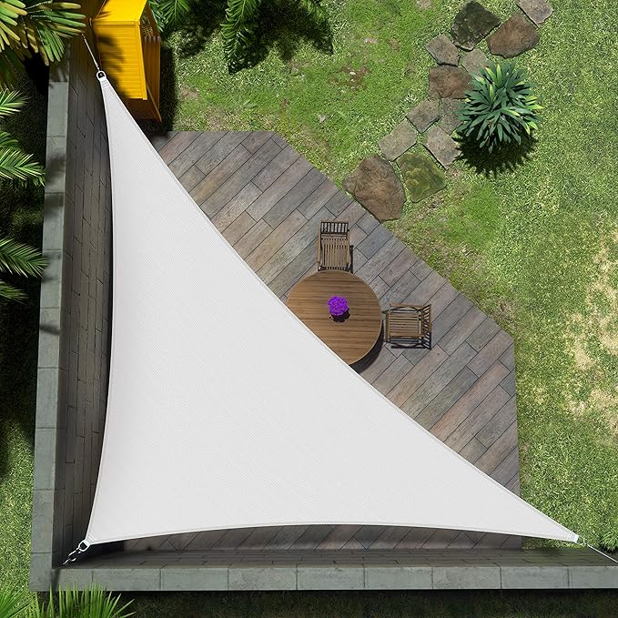 Amgo Custom Size 15' x 17' x 22.7' White Right Triangle Sun Shade Sail UPF50+ AGTAPRT12, Order to Make Canopy Awning, 95% UV Blockage, Water & Air Permeable, Commercial Standard (We Customize)