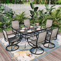 Sophia & William 7 Pieces Patio Dining Set Outdoor Metal Furniture Set, 6 x Swivel Dining Chairs Textilene Padded, 1 Metal Umbrella Table 6 Person for Lawn Garden